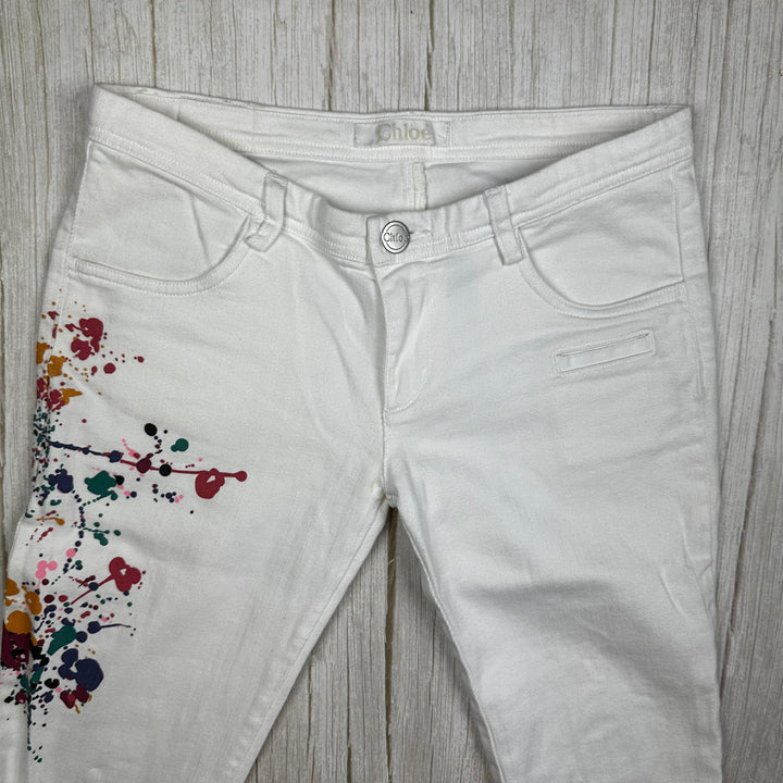 Chloe Cropped Paint Splatter  Capri Jeans- Size 8/10