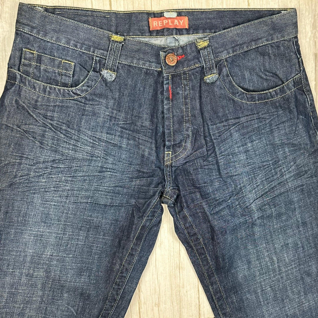 Replay Italy Mens Y2K Logo Seat Bootcut Jeans- Size 34
