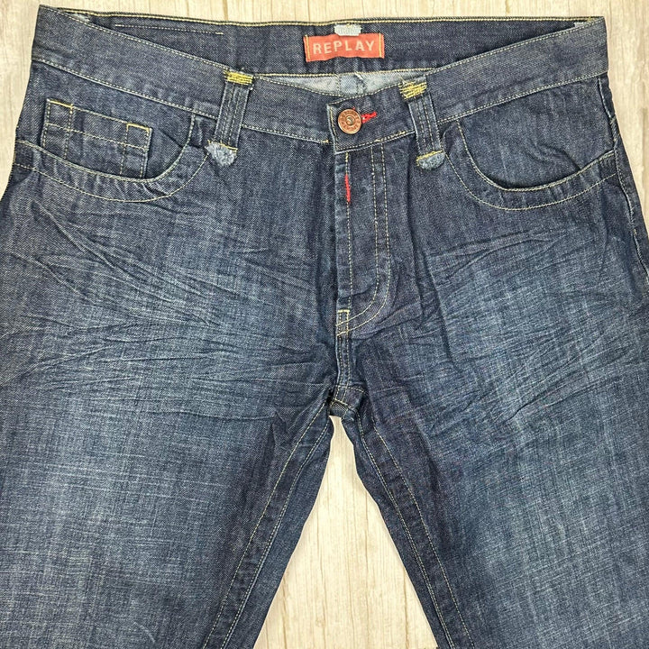Replay Italy Mens Y2K Logo Seat Bootcut Jeans- Size 34