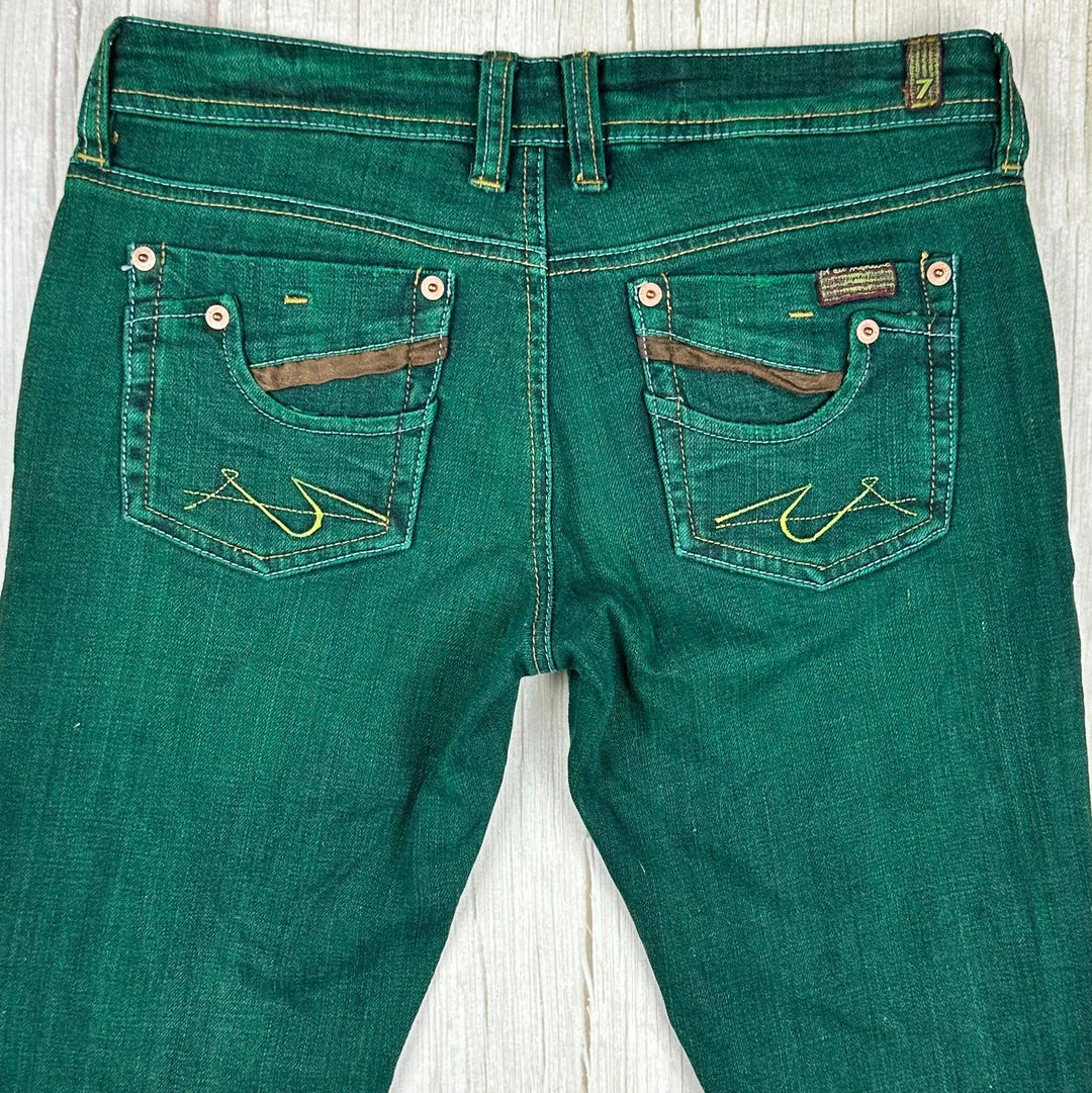 7 for all Mankind Green Garment Dyed Low Rise Y2K Jeans -Size 29 - Jean Pool