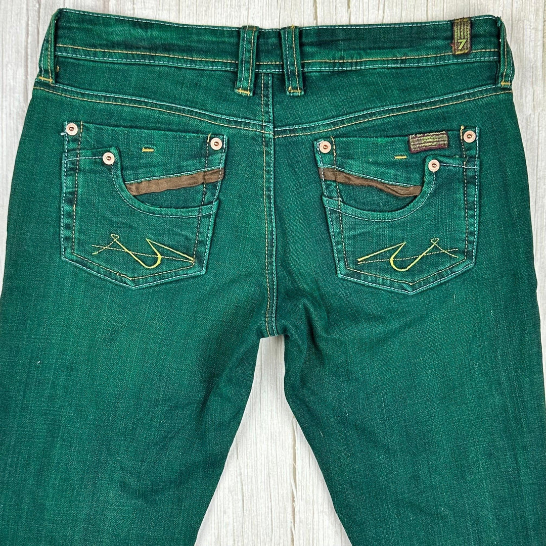 7 for all Mankind Green Garment Dyed Low Rise Y2K Jeans -Size 29 - Jean Pool