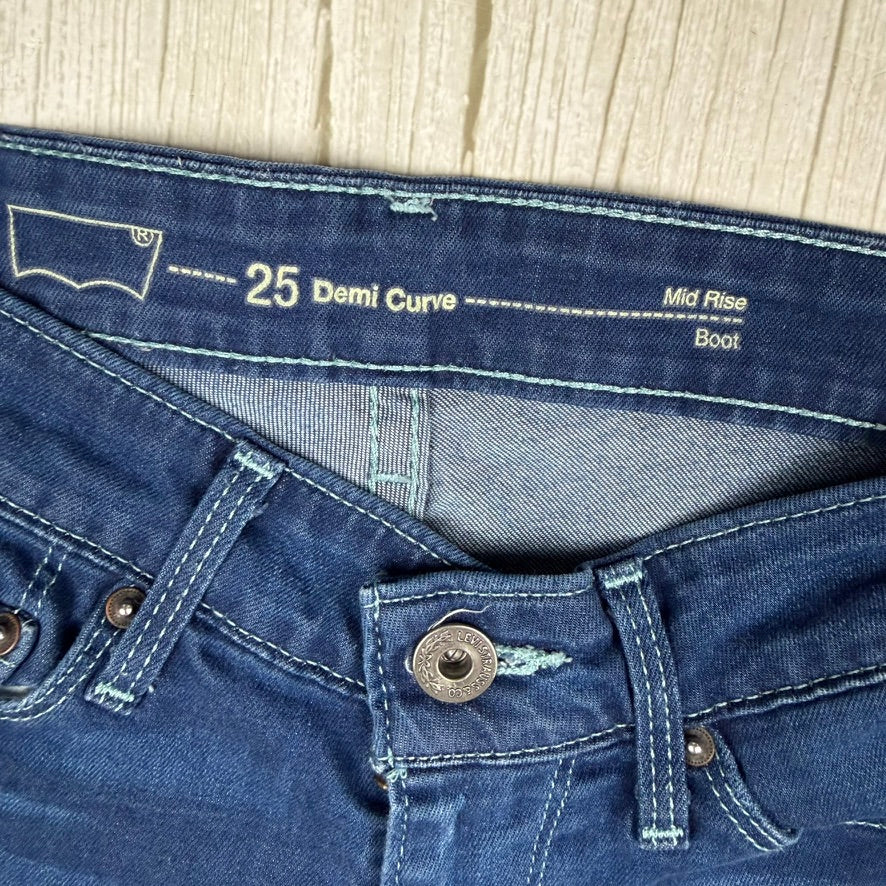 Levis Demi Curve Mid Rise Boot Stretch Jeans -Size 25