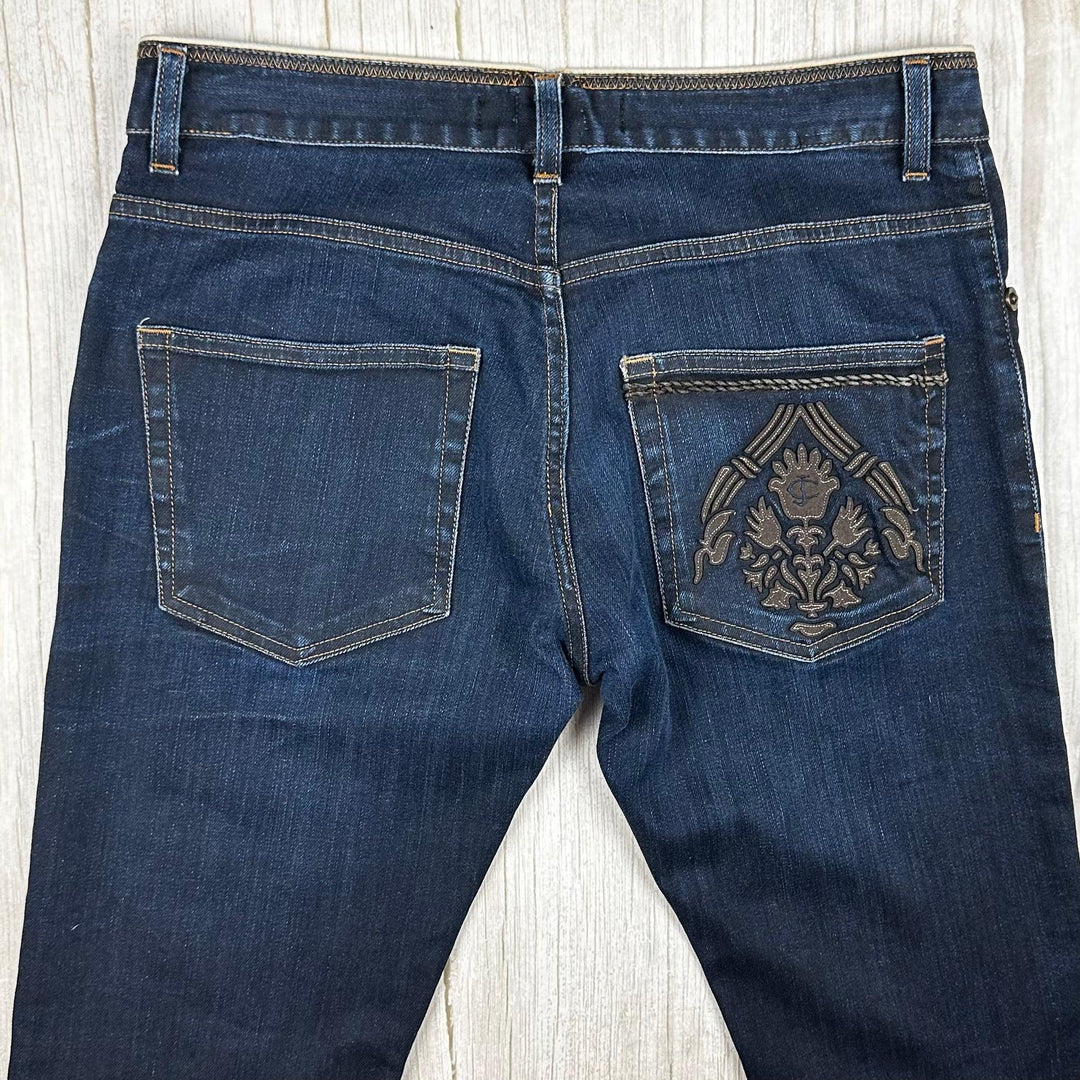 Just Cavalli Italian Ladies Logo Pocket Slim Jeans - Size 8