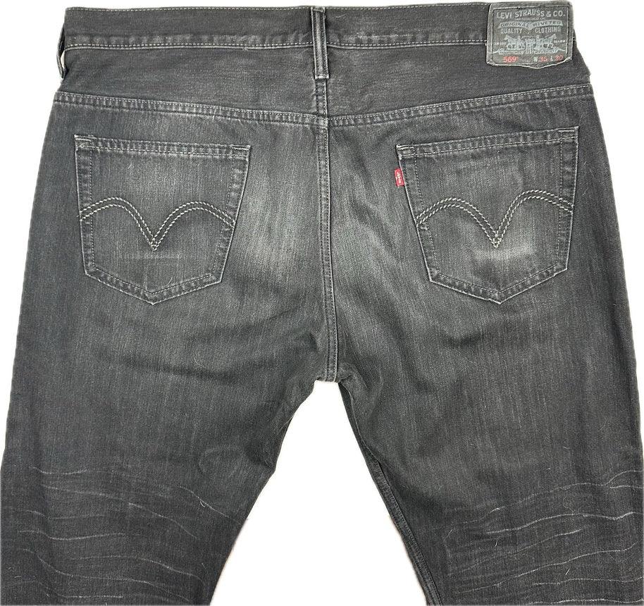 Levis 559 Straight Black Denim Jeans  - Size 36-38