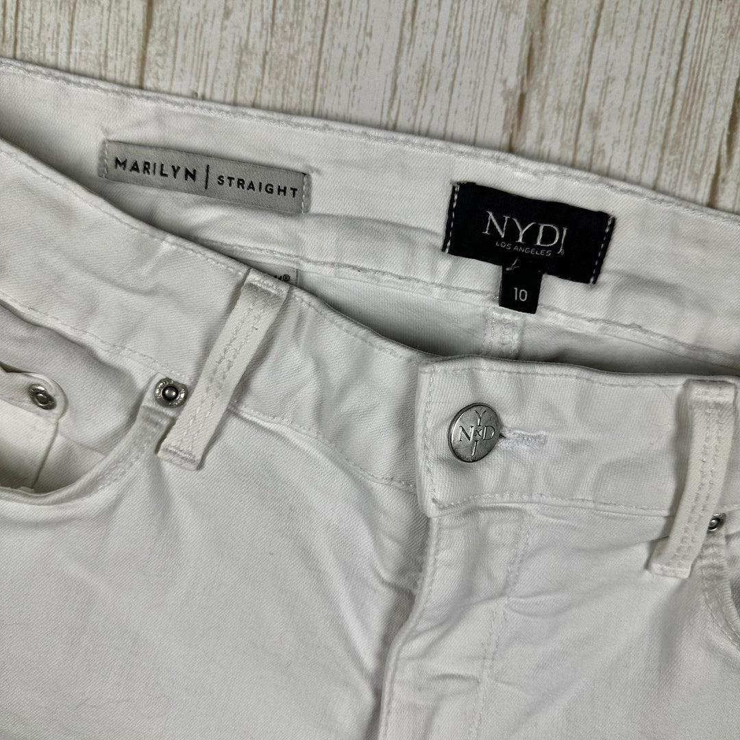 NYDJ - 'Lift & Tuck' MARILYN Straight White Jeans -Size 10US suit 14AU - Jean Pool