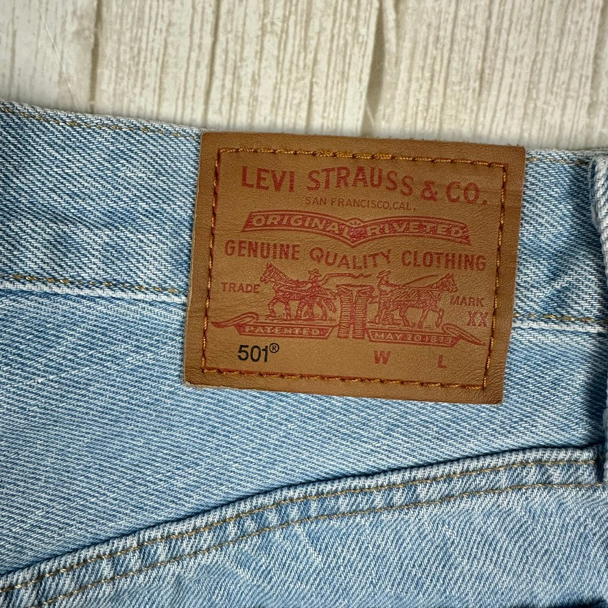 Levis 501 Ladies Distressed Denim Shorts - Size 24