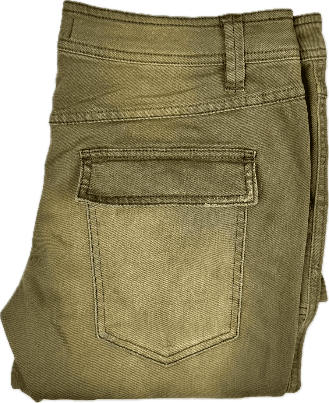 Free People Khaki Distressed Cargo Jeans -Size 6 - Jean Pool