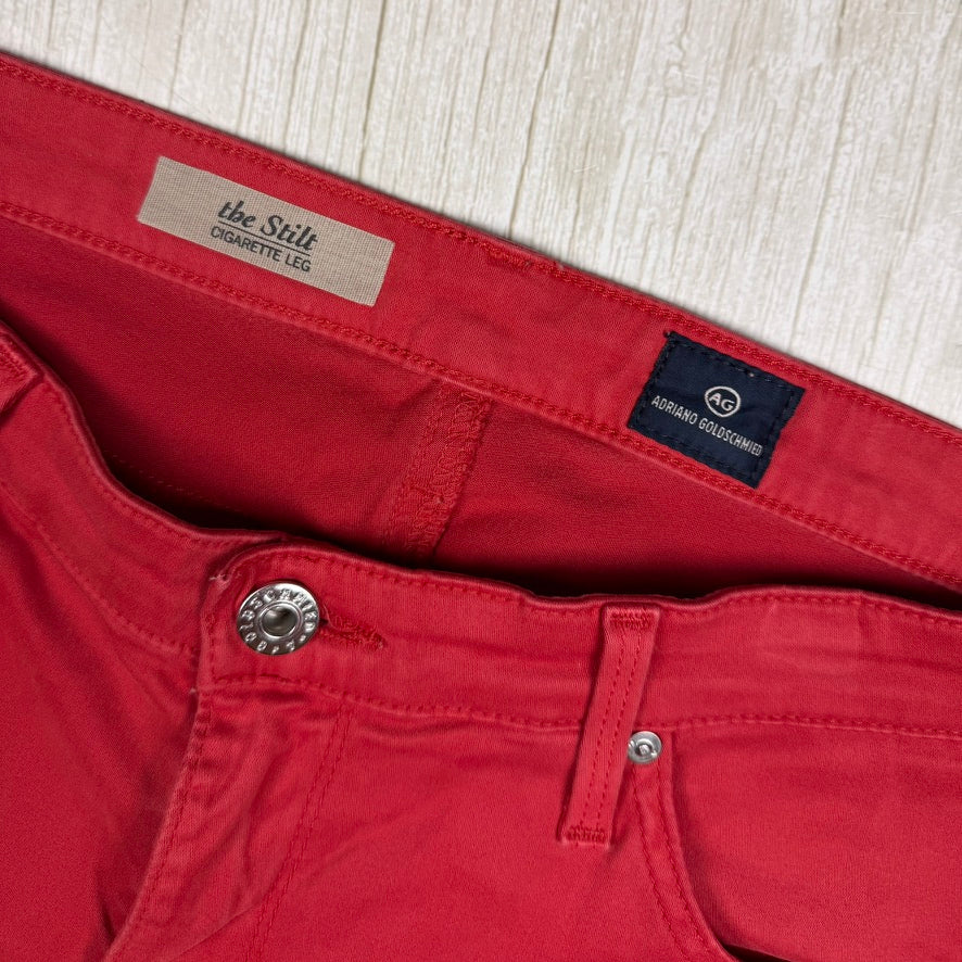 AG Adriano Goldschmied  'the Stilt'  Cigarette Slim Fit Red Jeans- Size 31R