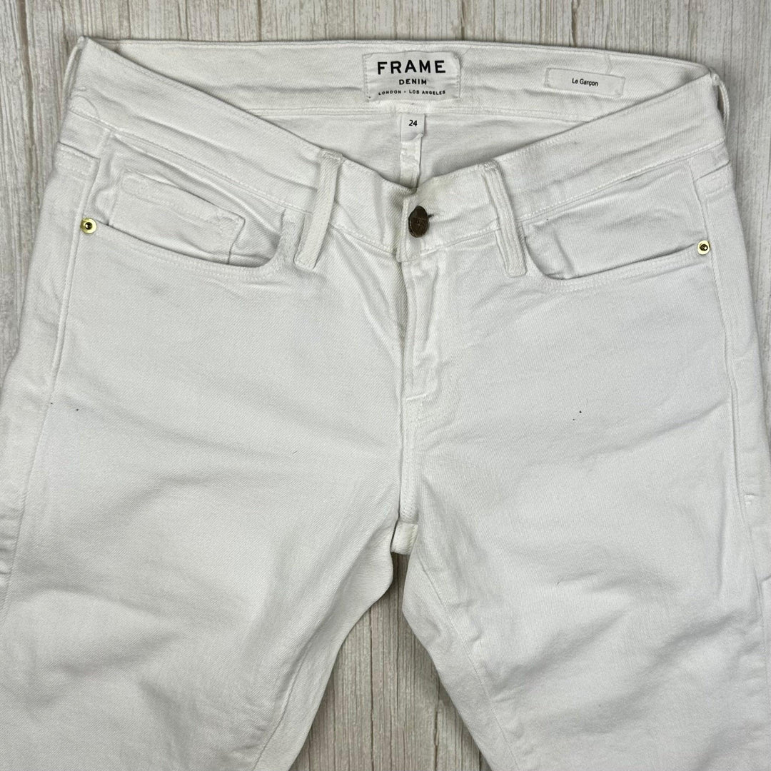 Frame Denim 'Le Garcon' White Boyfriend Jeans  -Size 24