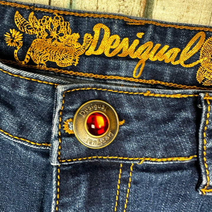 Desigual Ladies Denim Embellished Hem Jeans -Size 28 - Jean Pool