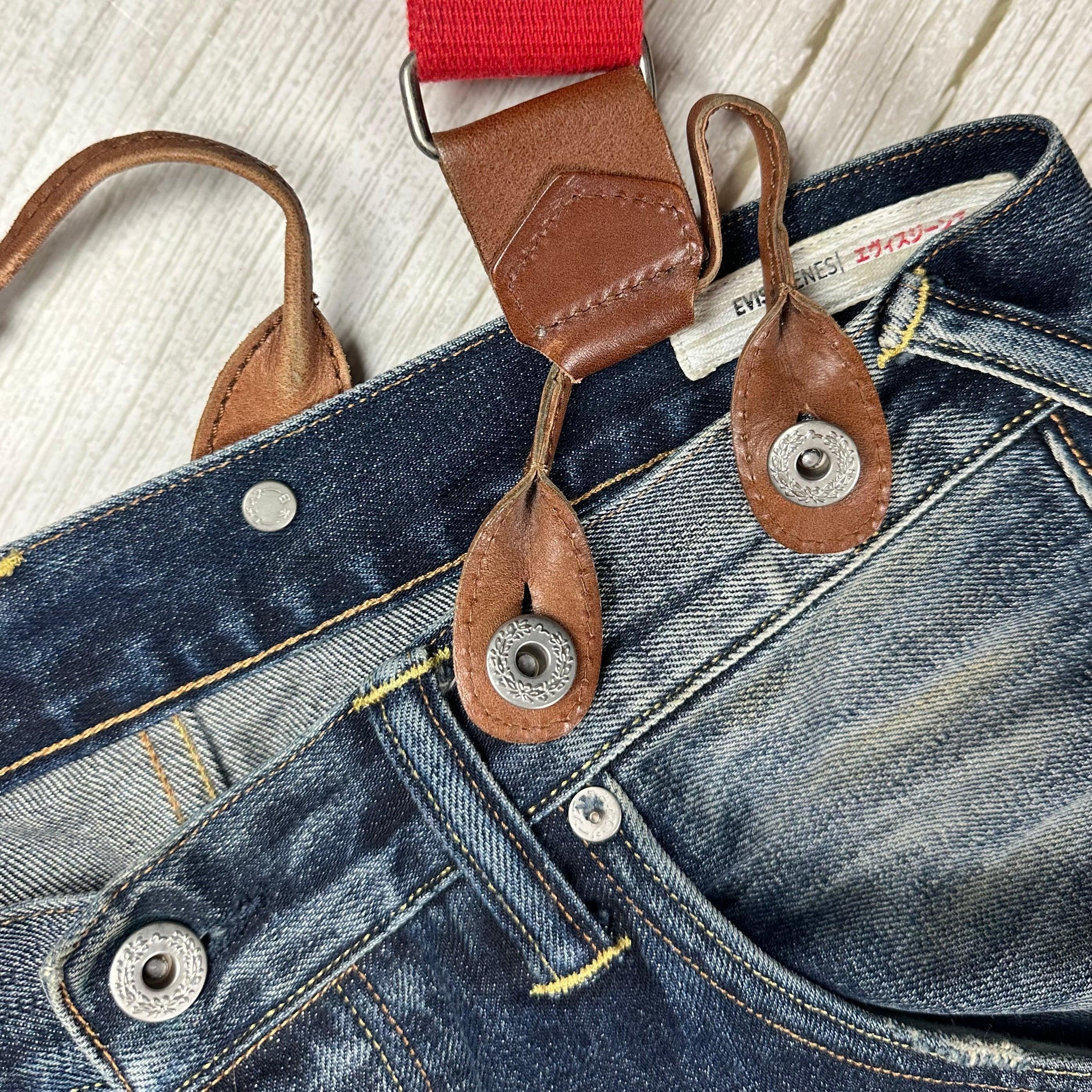 Evisu Japan Evisugenes Suspender Logo Jeans - Size 30 – Jean Pool