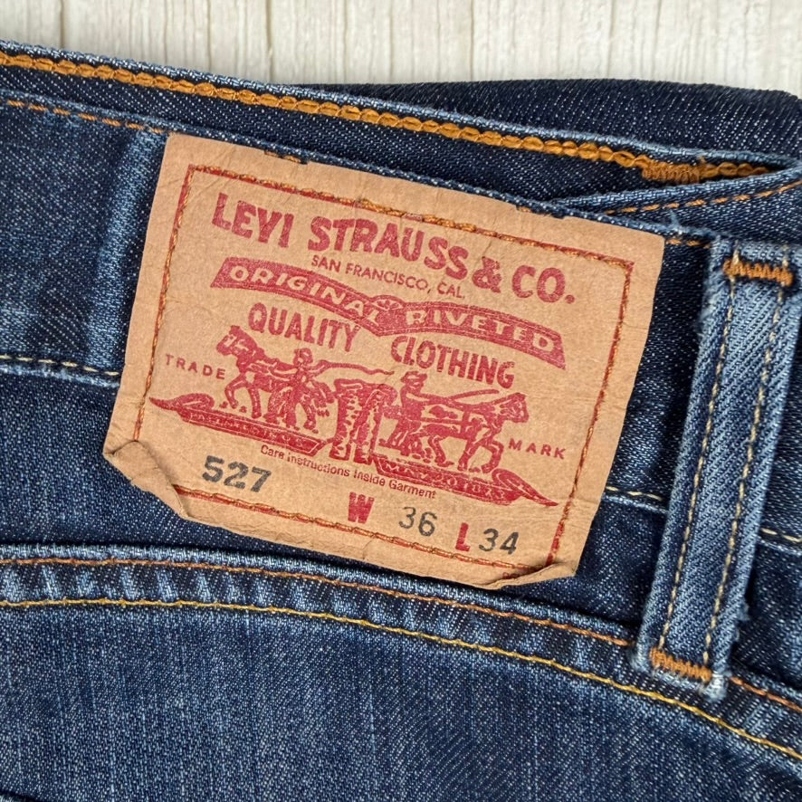 Levis 1990's Classic 527 Relaxed Bootcut Denim Jeans - Size 36L