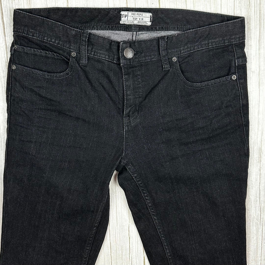 Free People Black Busted Knee Denim Jeans -Size 30