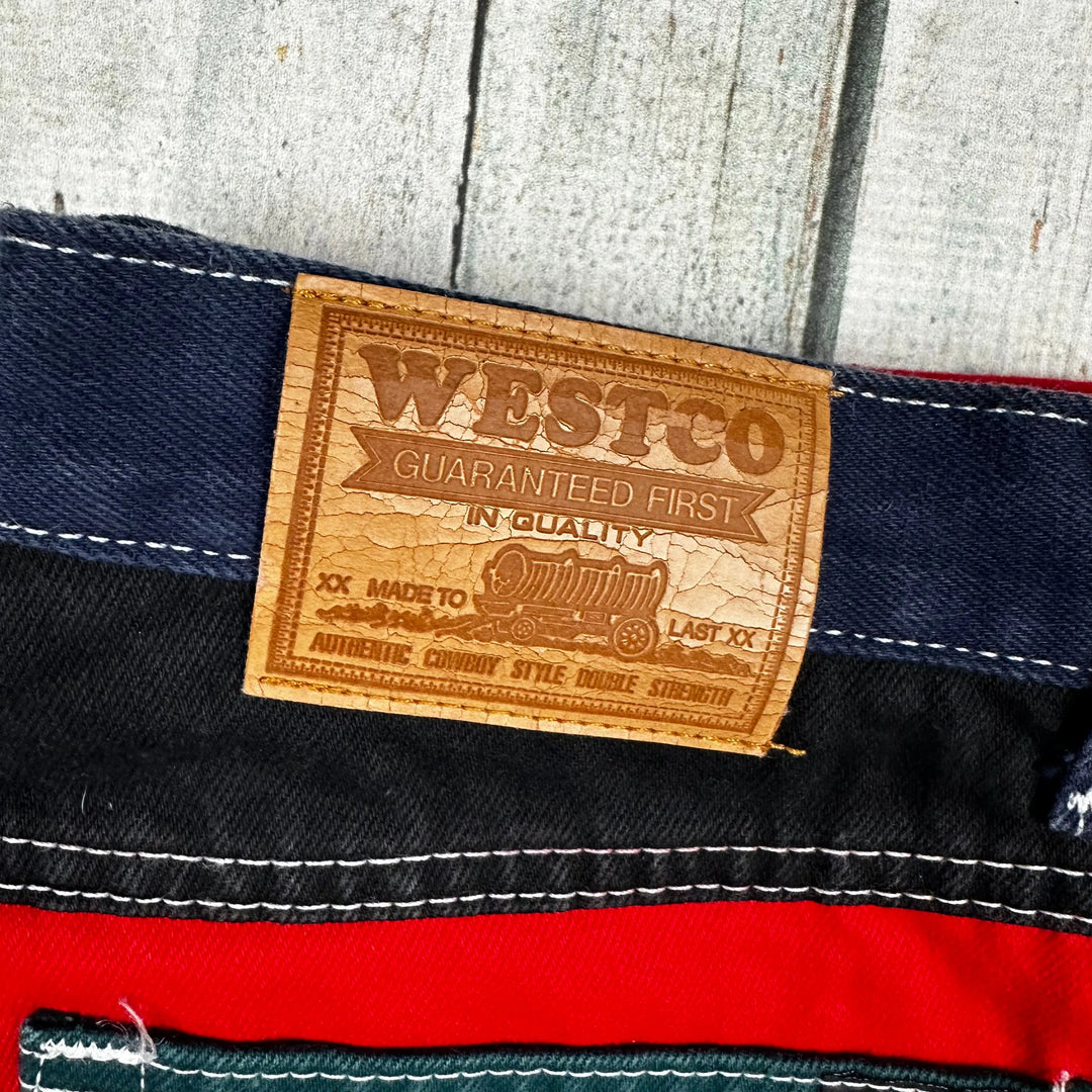 Vintage 90's Aussie Made Colourblock Westco Jeans- Suit Size 9/10 - Jean Pool