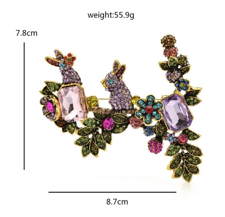 Jewelled Rabbits Sparkle Bar Brooch