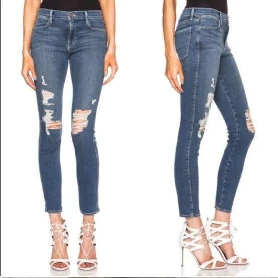 Frame Denim 'Le High Skinny' Busted Jeans -Size 27 or 9AU - Jean Pool