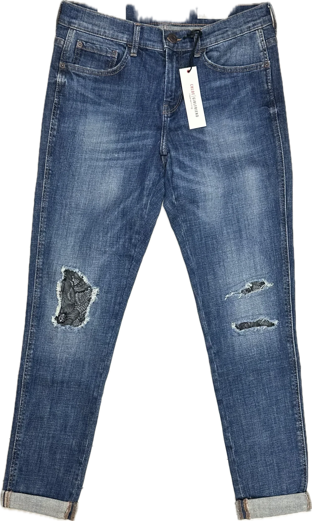 NWT -Red Herring 'Chloe' Girlfriend Lace Panel Jeans   -Size 10R