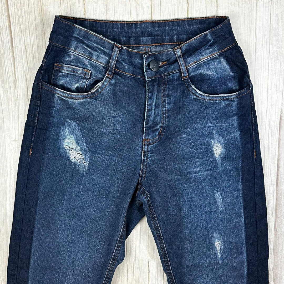 La Vertu High Blue Skinny Cuff Crop Jeans - Size 6