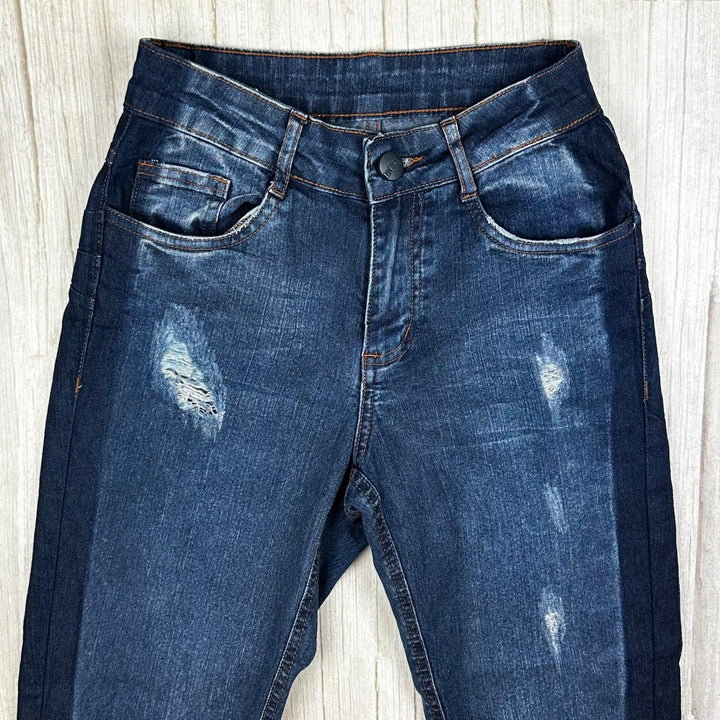 La Vertu High Blue Skinny Cuff Crop Jeans - Size 6