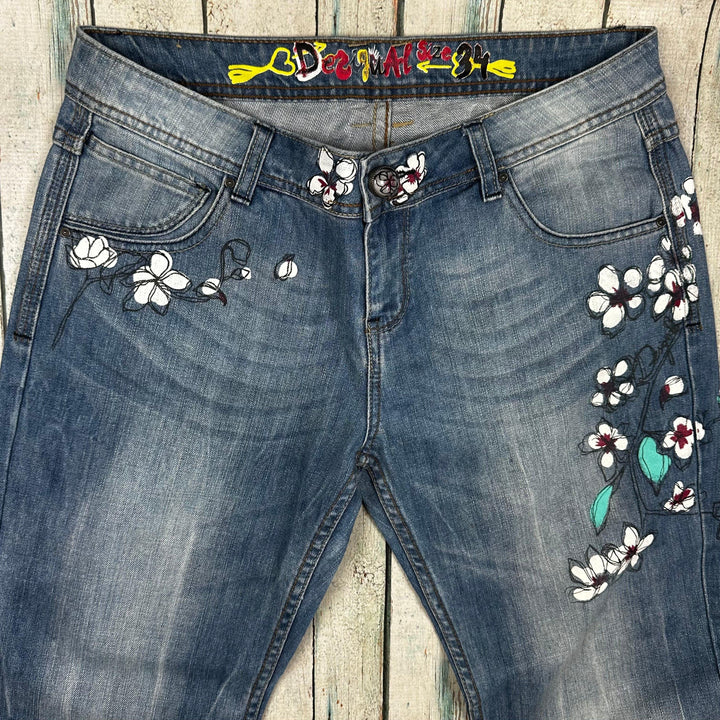 Desigual Ladies Painted Low Rise Jeans -Size 34 - Jean Pool
