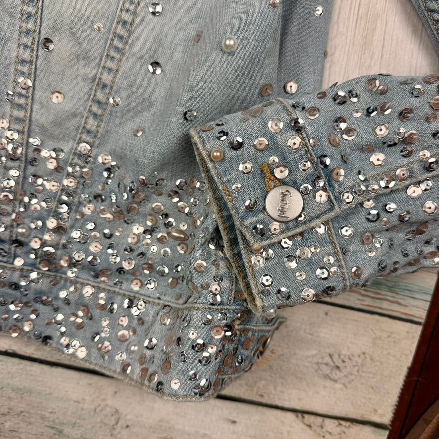 So Gay! Denim & Sequin "Queer all Year" Denim Jacket - Size S