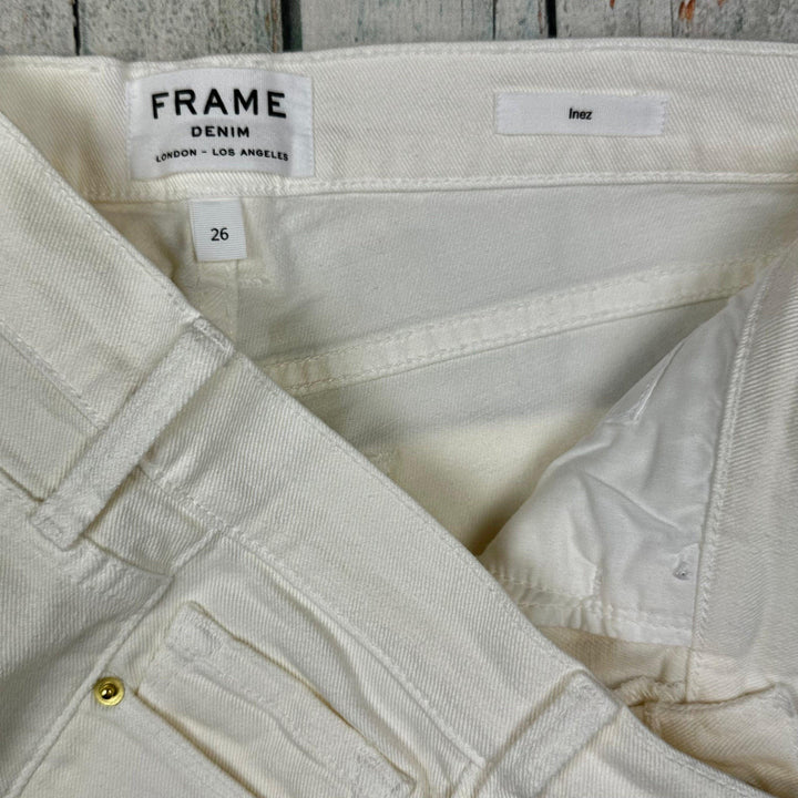 Frame Denim 'Inez' Crop Boot White Jeans -Size 26 - Jean Pool