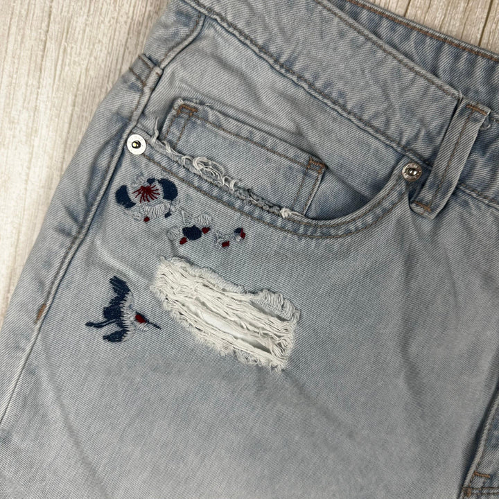 Lee Riders Light Ripped Embroidered 'Girlfriend Jean' - Size 14