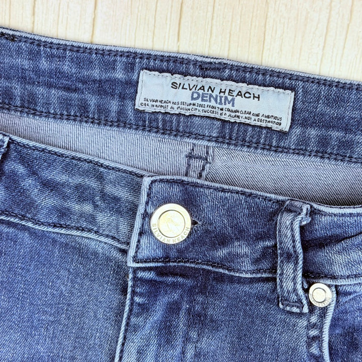 Silvian Heach Italian Silver Paint Boot Flare Jeans- Size 14