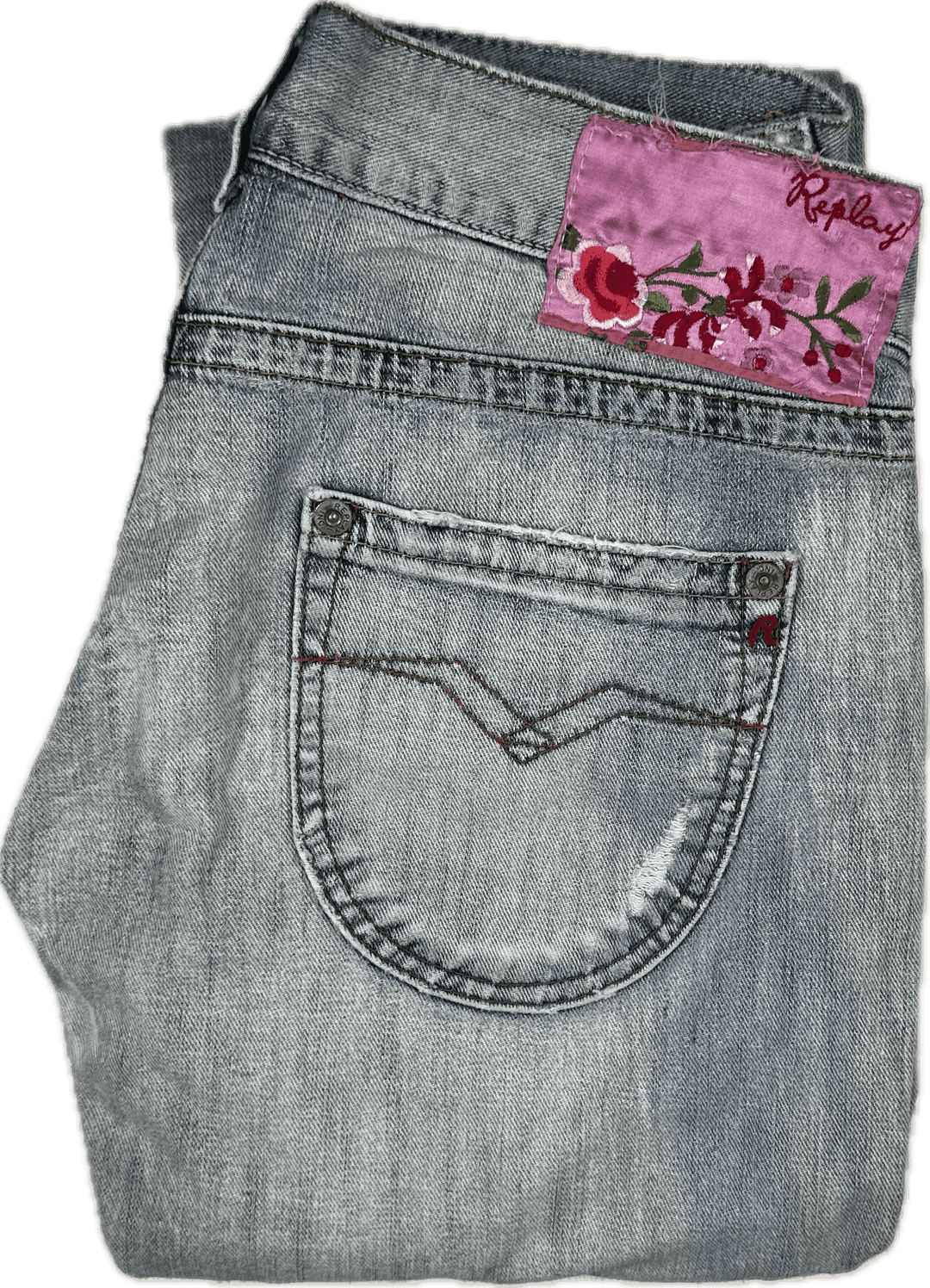 Replay Ladies Denim Rose Label Relaxed Fit Jeans- Suit Size 9/10