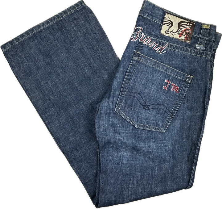 Replay Italy Mens Y2K Logo Seat Bootcut Jeans- Size 34