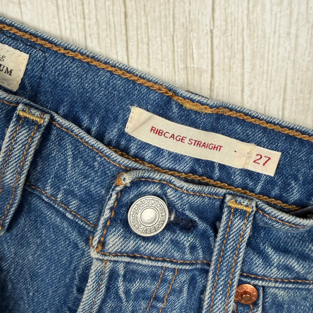 Levis Ladies ‘Ribcage Straight’ Button Fly Jeans  - Size 27