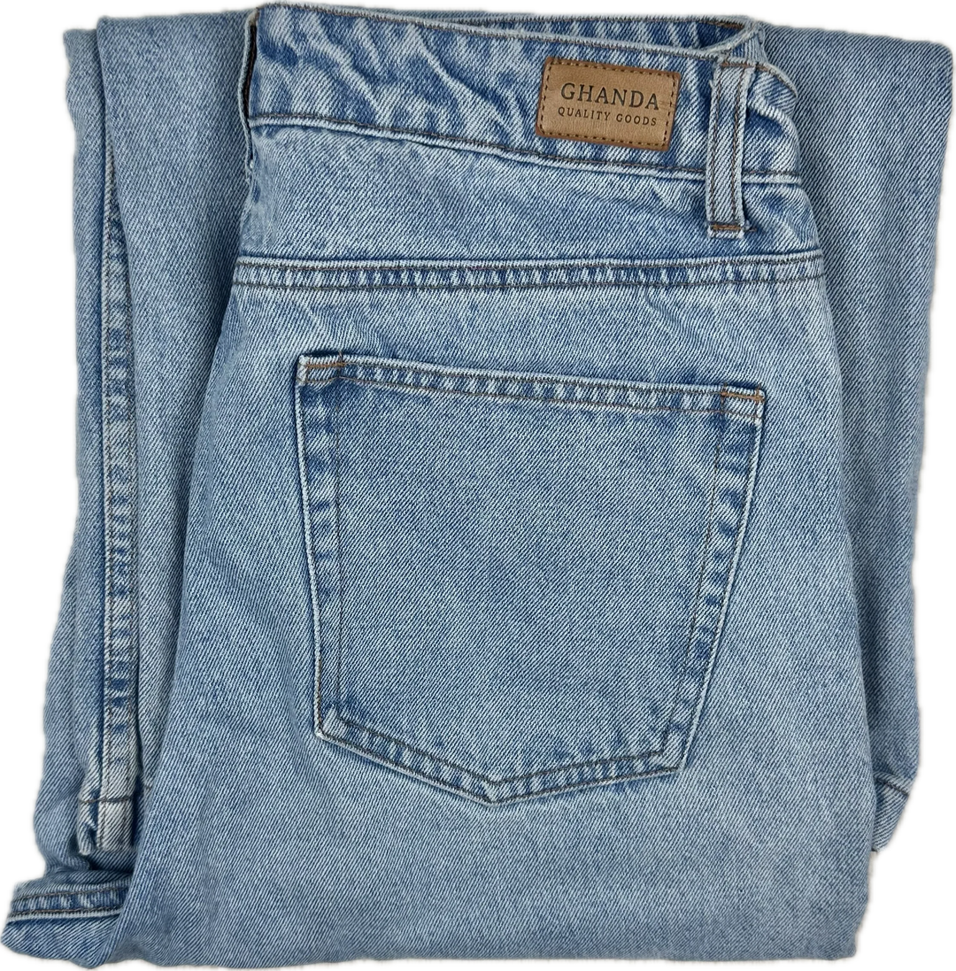 Ghanda 'Cameron' High Rise Wide Leg Patch Jeans - Size 12