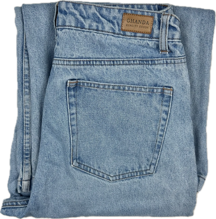 Ghanda 'Cameron' High Rise Wide Leg Patch Jeans - Size 12