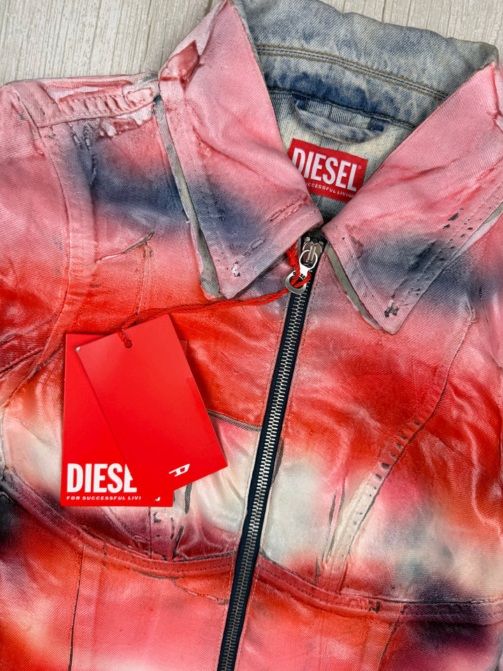 NWT -Diesel ‘De-Smily FSD’ Printed Denim Jacket - Size XXS