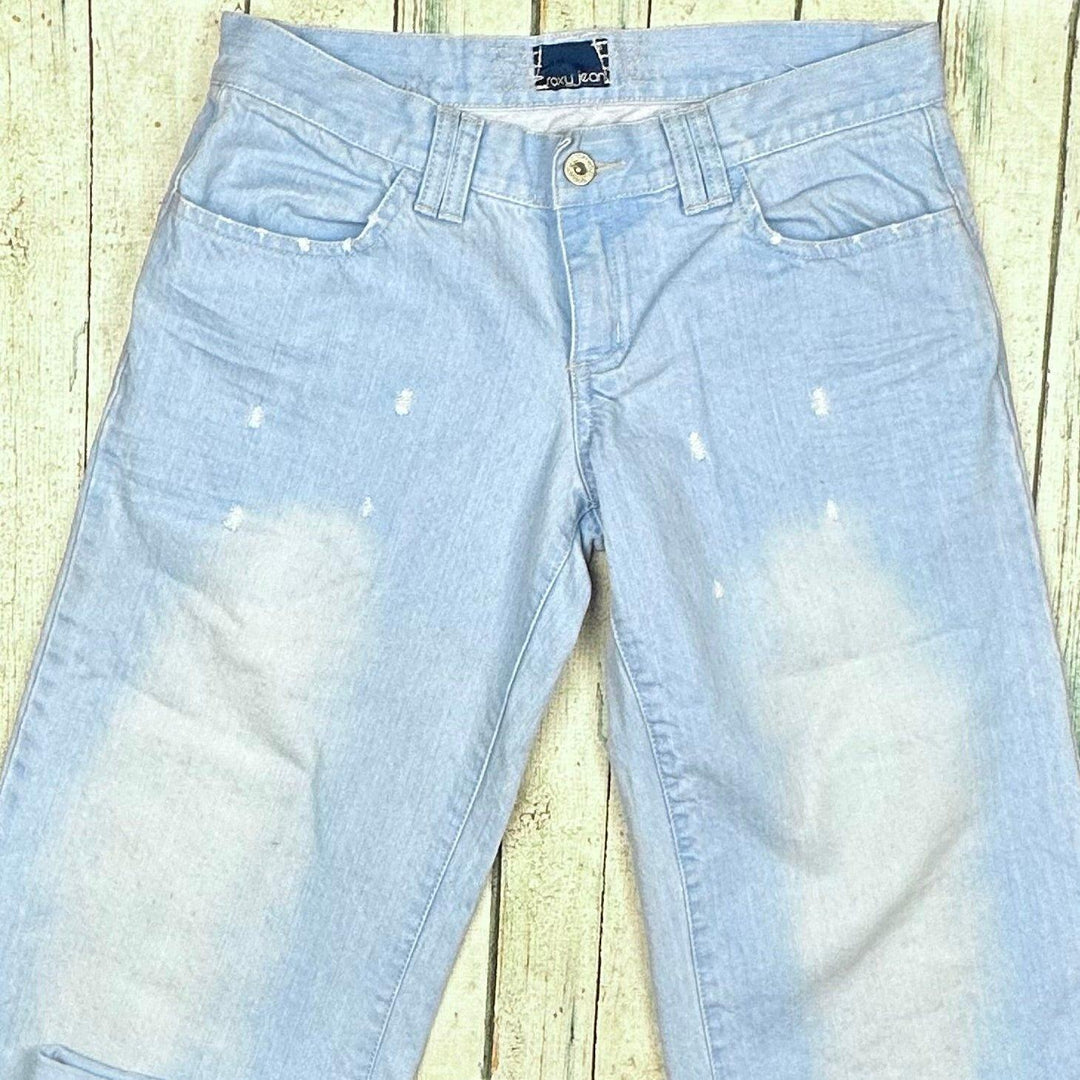 Roxy Jeans Y2K Distressed Blue Low Rise Flares- Size 28 - Jean Pool