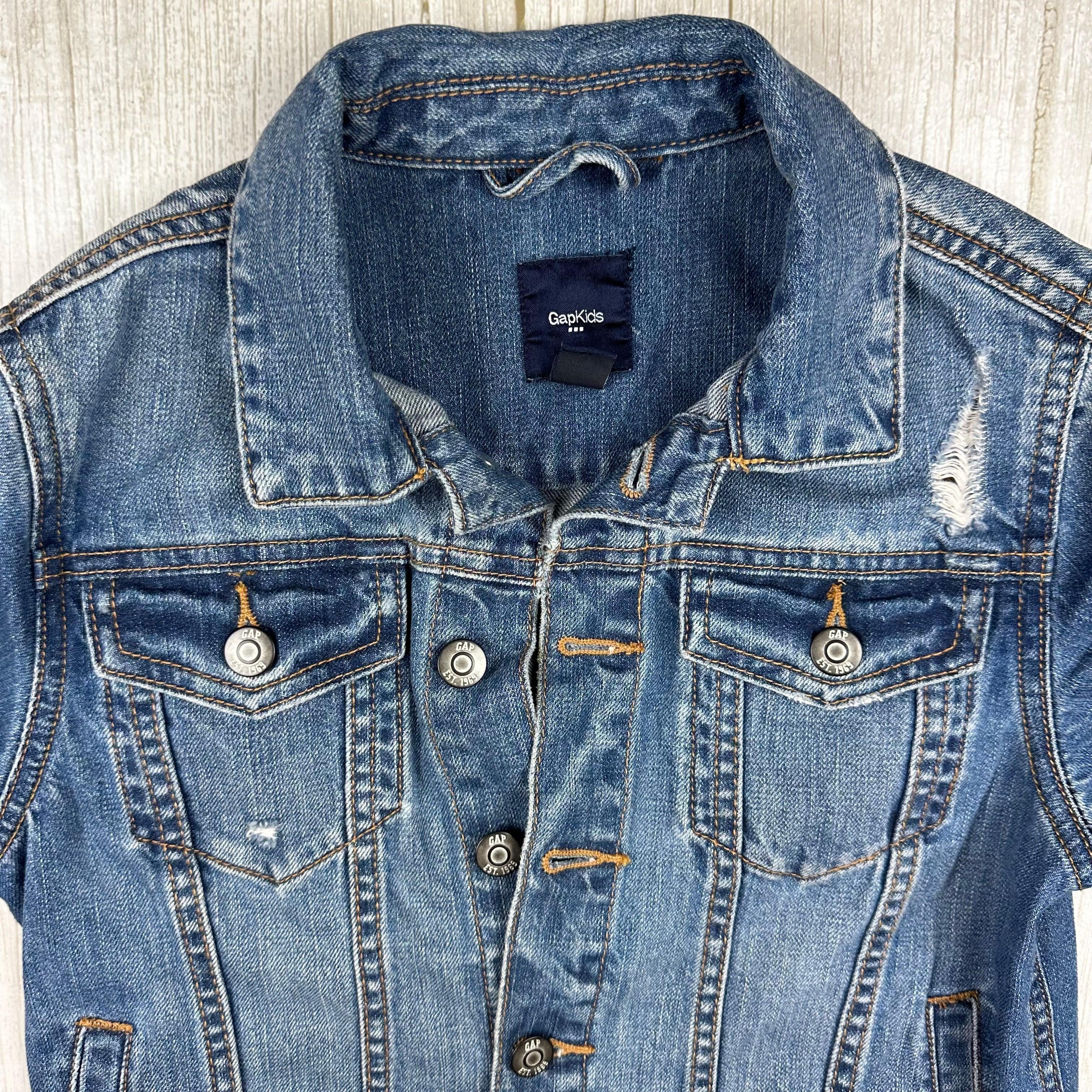 GAP Kids Classic Distressed Denim Jacket Size 8Y