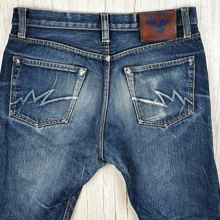 Mischief Aged Selvedge Denim Straight Jeans - Size 32