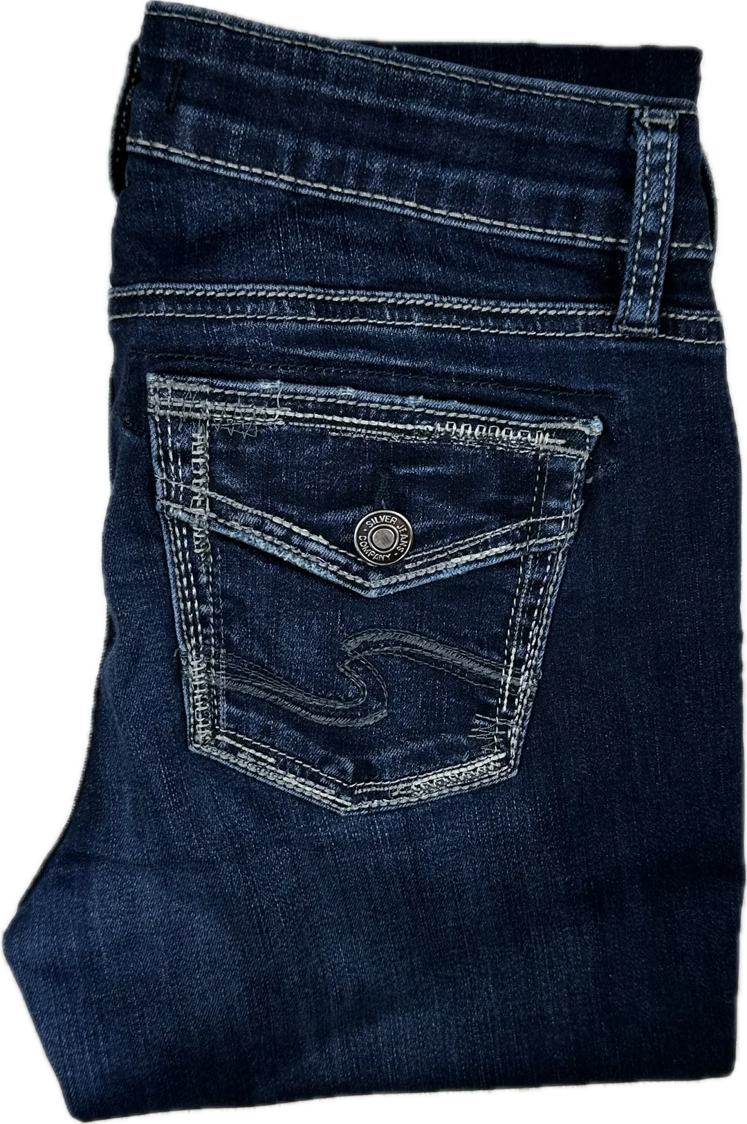 Silver Jeans 'Elyse Skinny' Mid Rise Distress Jeans- Size 26