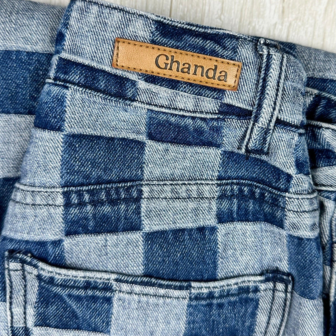 Ghanda Check Denim Flare Leg Jeans - Size 10-11Y - Jean Pool