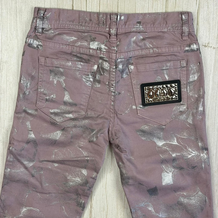 NWT- Just Cavalli Italy Ladies Lavender/Silver Jeans - Size 26"