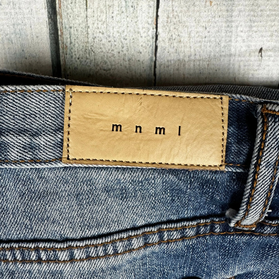 MNML Mens Blue Destroyed Zip Ankle Jeans - Size 33 - Jean Pool