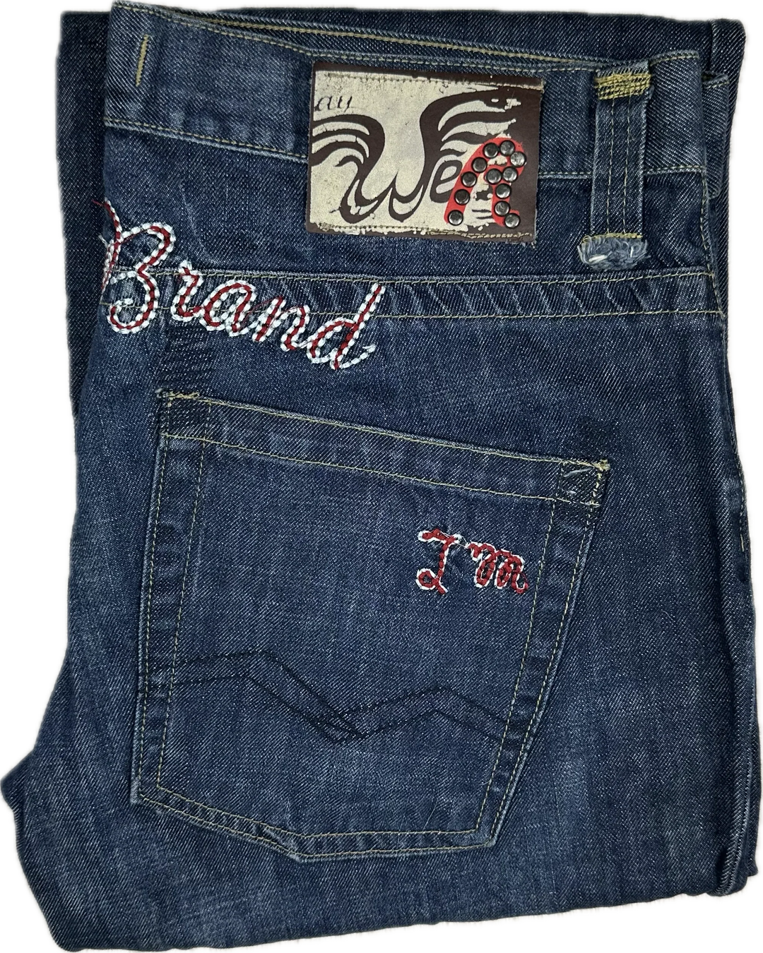 Replay Italy Mens Y2K Logo Seat Bootcut Jeans- Size 34