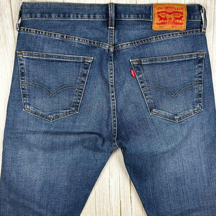 Levis 501 Mens Classic Button Fly Stretch Jeans -Size 32R