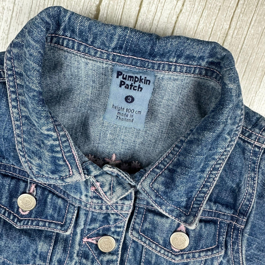 Pumpkin Patch Embroidered Girls Denim Jacket - Size 3Y