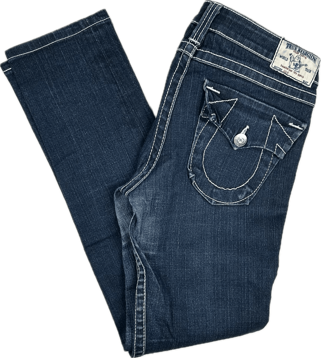True Religion 'Julie' White Stitch Skinny Jeans- Size 30 - Jean Pool
