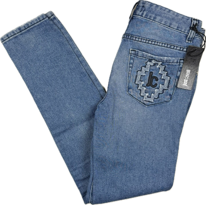 NWT- Just Cavalli Italy Ladies Logo Pocket Jeans - Size 26"