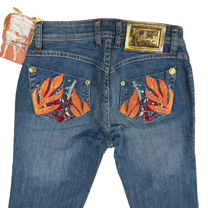 NWT - Apple Bottoms Iconic Embroidered Flare Jeans -Size 6/7
