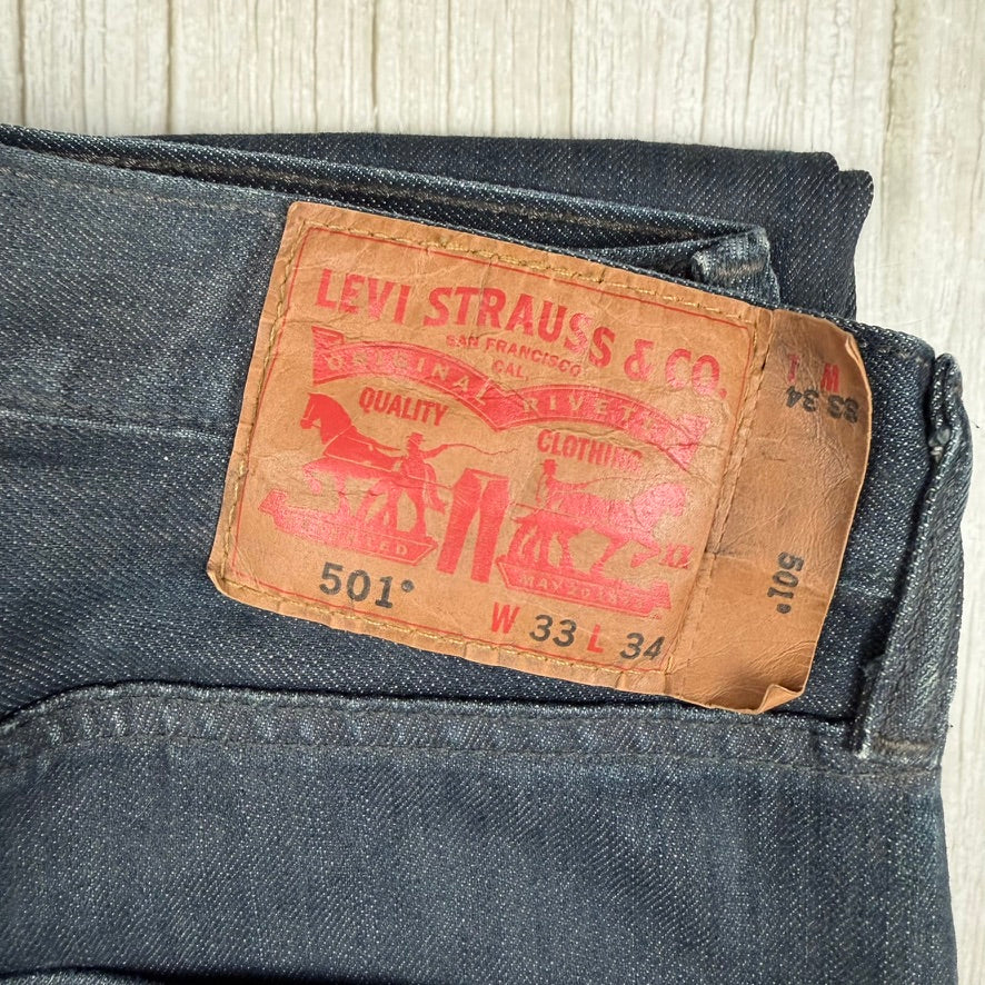 Levis 501 Button Fly Mens Jeans -Size 33/34