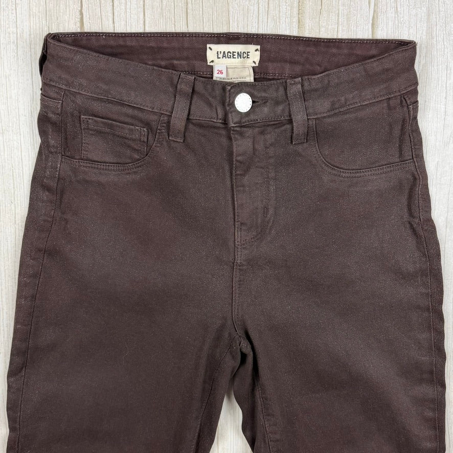 L'Agence 'Margot' Skinny Chocolate Crop Jeans- Size 26
