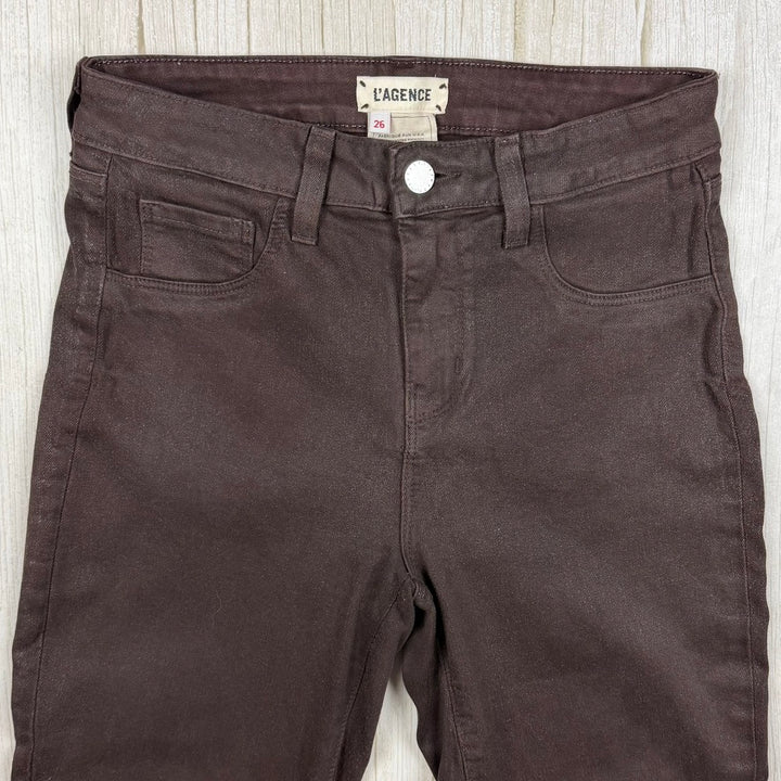 L'Agence 'Margot' Skinny Chocolate Crop Jeans- Size 26